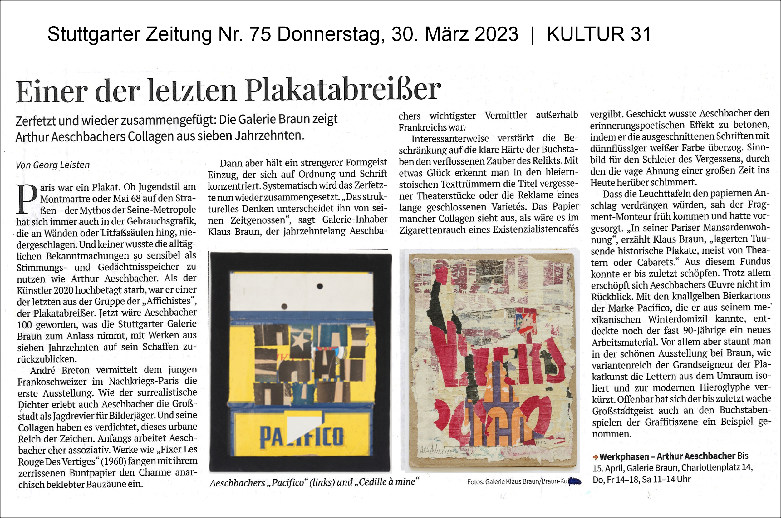 Presse Galerie Klaus Braun